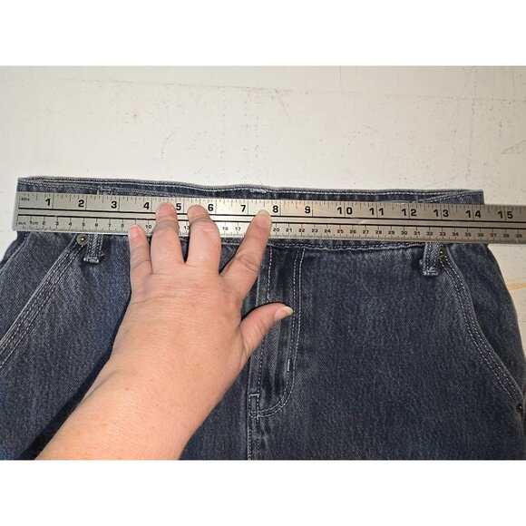 Old Navy Denim Cargo Maxi Skirt Mid-Rise Size 2 Blue Cotton Blend Front Slit - Picture 5 of 6